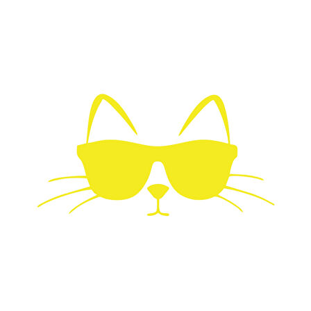 Güneş Gözlüğü Takan Kedi Araba Sticker 17x17 Cm Sarı