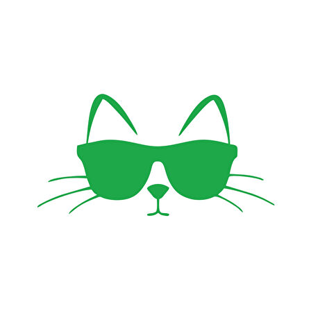 Güneş Gözlüğü Takan Kedi Araba Sticker 17x17 Cm Yeşil