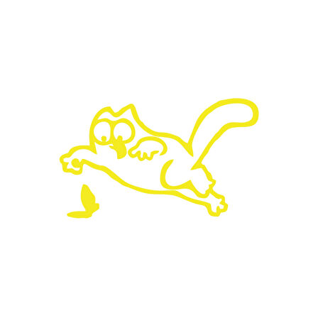 Komik Kedi Araba Sticker 17x17 Cm Sarı