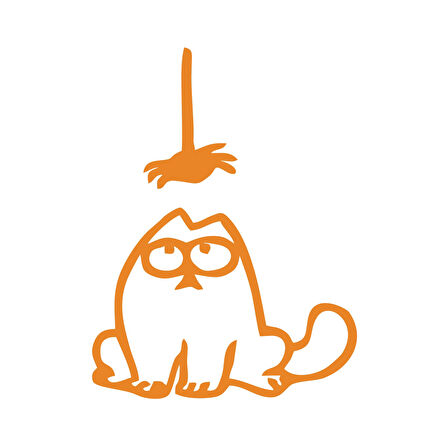 Komik Kedi Araba Sticker 17x17 Cm Turuncu