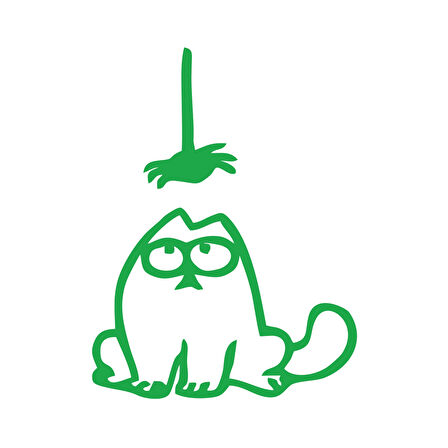 Komik Kedi Araba Sticker 17x17 Cm Yeşil