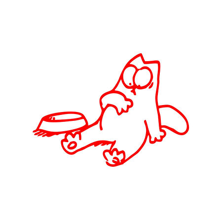 Komik Kedi Araba Sticker 17x17 Cm Kırmızı