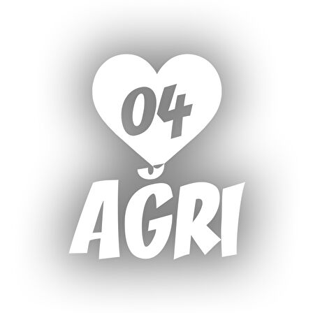 Kalpli 04 Ağrı Araba Sticker 17x17 Cm Beyaz