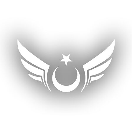 Kanatlı Türk Bayrağı Araba Sticker 17x17 Cm Beyaz