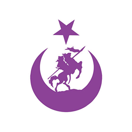 Akıncı ve Ay Yıldız Türk Bayrağı Araba Sticker 17x17 Cm Mor