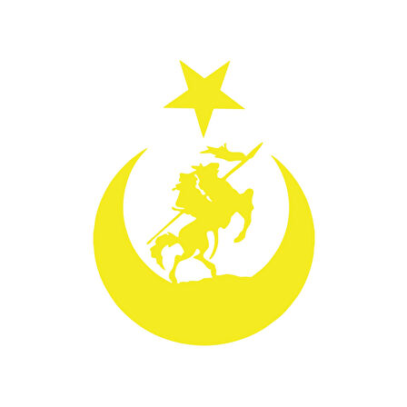 Akıncı ve Ay Yıldız Türk Bayrağı Araba Sticker 17x17 Cm Sarı