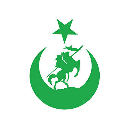 Akıncı ve Ay Yıldız Türk Bayrağı Araba Sticker 17x17 Cm Yeşil