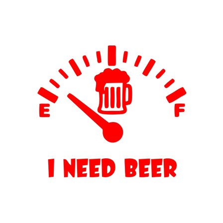I Need Beer Araba Sticker  17x17 Cm Kırmızı