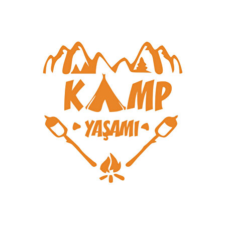 Kamp  Yaşamı Araba Sticker 17x17 Cm Turuncu