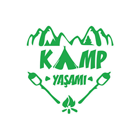 Kamp  Yaşamı Araba Sticker 17x17 Cm Yeşil