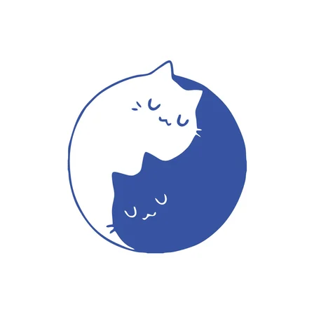 Kediler Ying Yang Araba Sticker 17x17 Cm Mavi