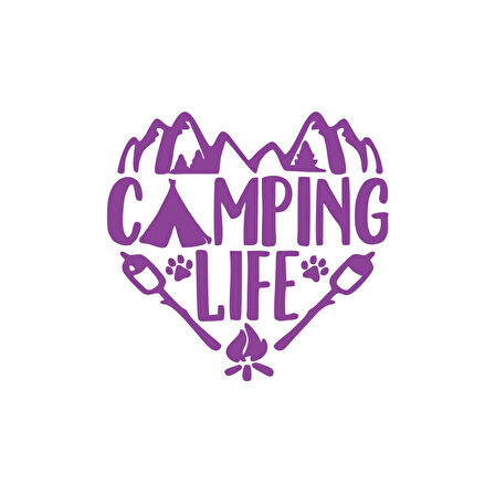 Camping Life Araba Sticker 17x17 Cm Mor