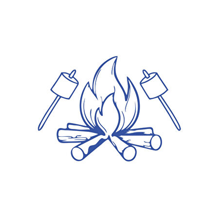 Kamp Ateşi Araba Sticker 17x17 Cm Mavi