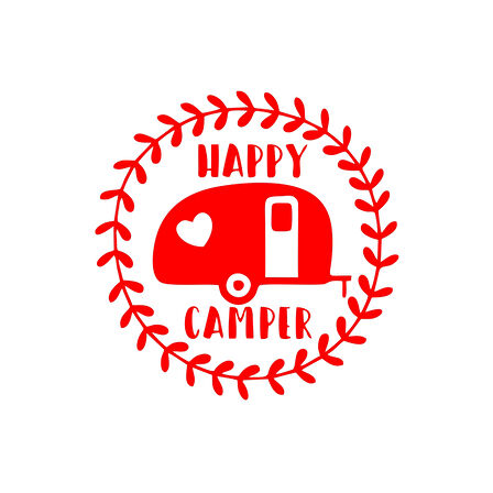 Happy Camper Sticker 17x17 Cm Kırmızı