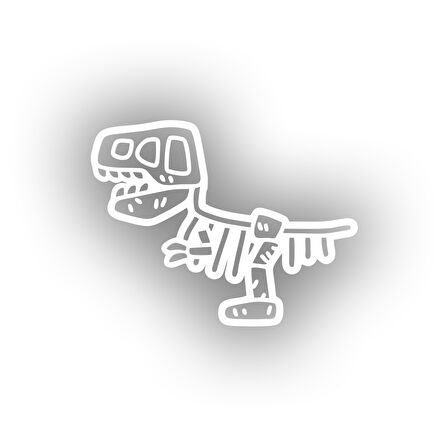 Dinozor Fosil Araba Sticker 17x17 Cm Beyaz