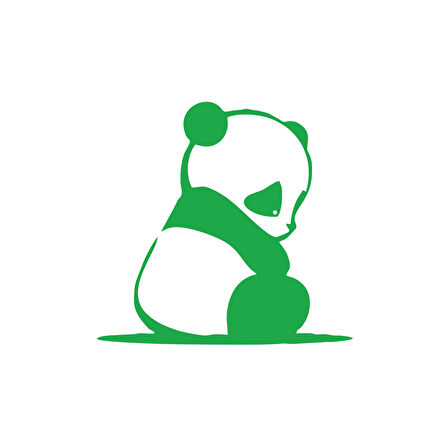 Üzgün Panda Araba Sticker 17x17 Cm Yeşil