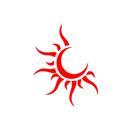 Güneş Ay Araba Sticker 17x17 Cm Kırmızı