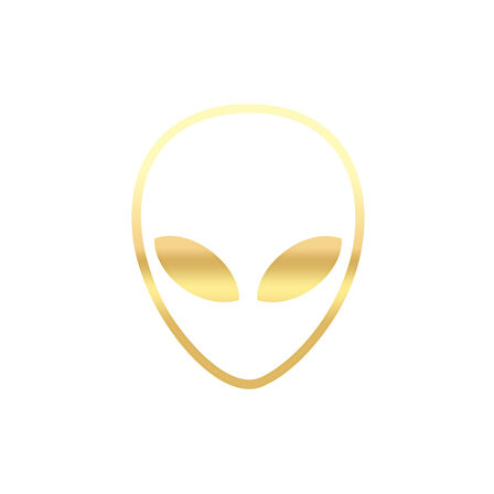 Uzaylı Kafası Araba Sticker 17x17 Cm Gold