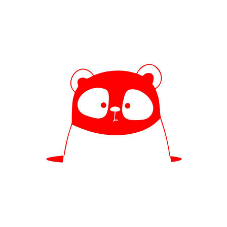 Panda Araba Sticker 17x17 Cm Kırmızı
