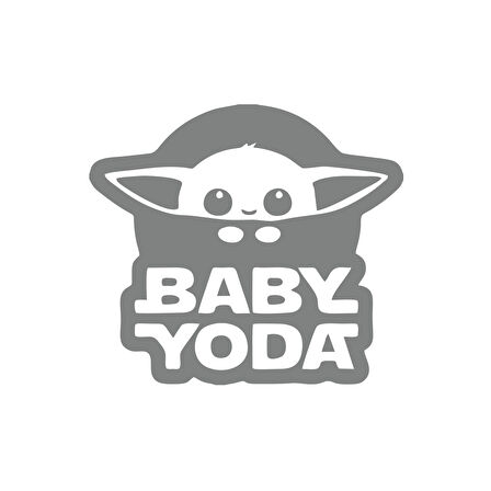 Baby Yoda Araba Stickeri 17x17 Cm Gri