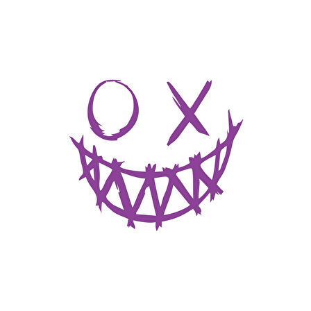 Şeytan Gülen Yüz Araba Sticker 17x17 Cm Mor