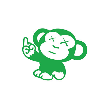 Maymun Araba Sticker 17x17 Cm Yeşil