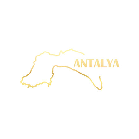 Antalya Harita Araba Sticker 17x17 Cm Gold