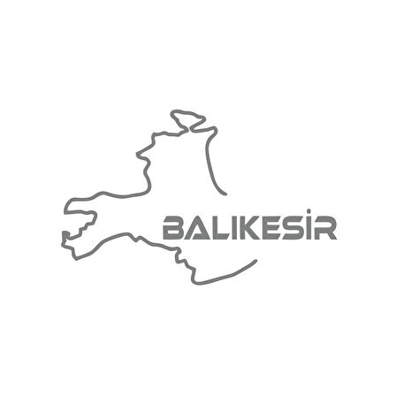 Balıkesir Harita Araba Sticker 17x17 Cm Gri