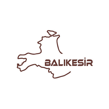Balıkesir Harita Araba Sticker 17x17 Cm Kahverengi