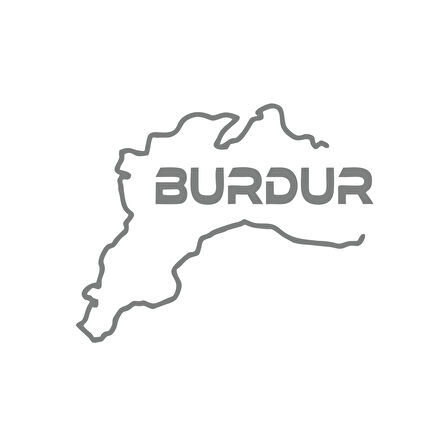 Burdur Harita Araba Sticker 17x17 Cm Gri