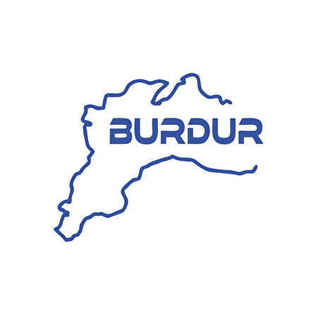 Burdur Harita Araba Sticker 17x17 Cm Mavi