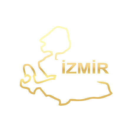 İzmir Harita Araba Sticker 17x17 Cm Gold