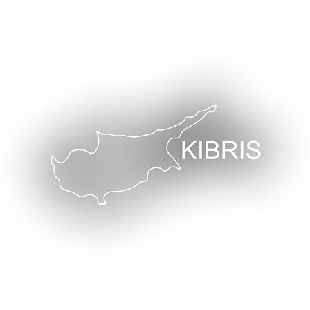 Kıbrıs Harita Araba Sticker 17x17 Cm Beyaz