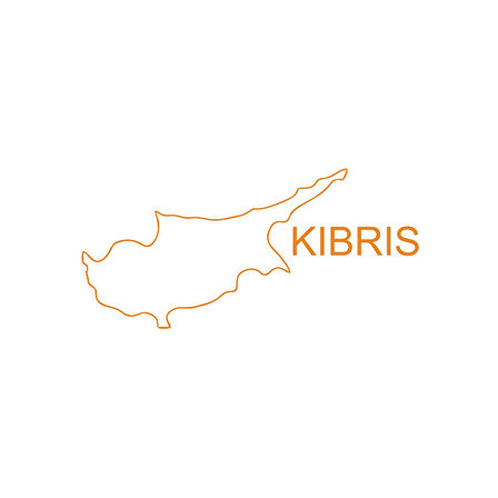 Kıbrıs Harita Araba Sticker 17x17 Cm Turuncu