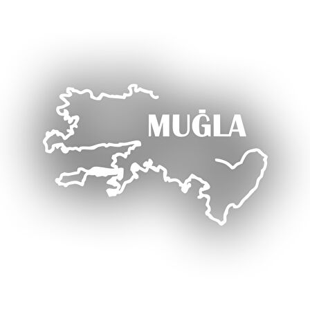 Muğla Harita Araba Sticker 17x17 Cm Beyaz