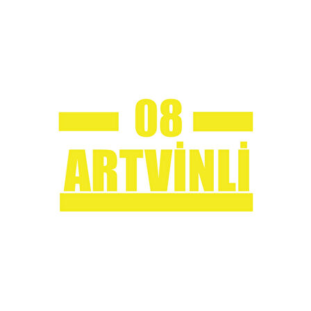 08 Artvinli Araba Sticker 17x17 Cm Sarı