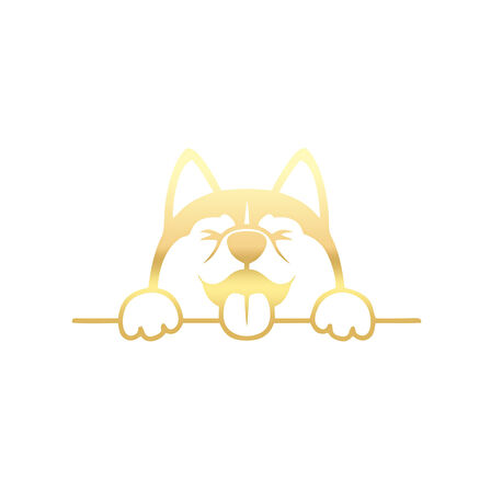 Tutunan Köpek Araba Sticker 17x17 Cm Gold