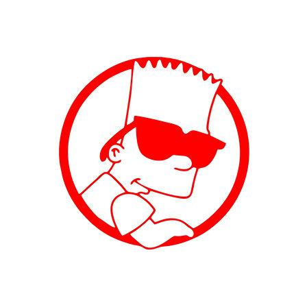 Simpsons Araba Sticker 17x17 Cm Kırmızı
