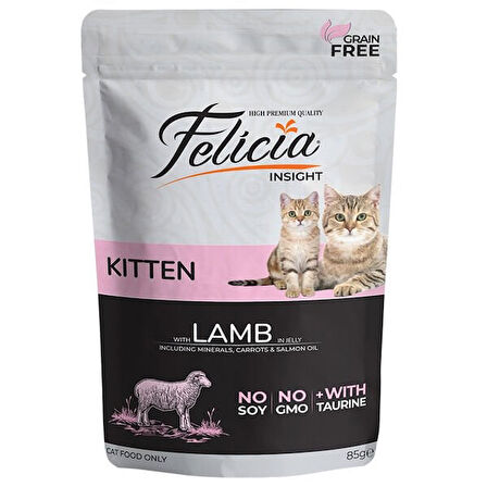 Felicia Tahılsız Kuzu Etli Pouch Yavru Konserve Kedi Maması 85 Gr