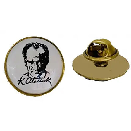 Atatürk İmzalı Yaka Rozeti (10'Adet) 20 mm 