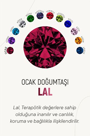 Ocak Lal Doğum Taşı Çiçek Motifli Telkari Gümüş Küpe