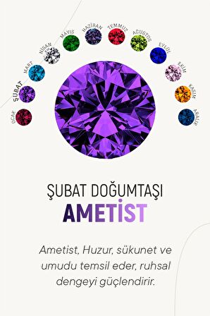 Şubat Ametist Doğum Taşı Çiçek Motifli Telkari Gümüş Küpe