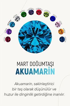 Mart Akuamarin Doğum Taşı Rose Tektaş Çivili Gümüş Küpe