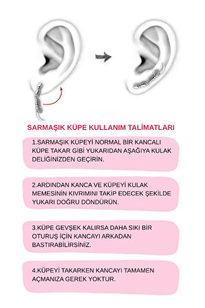925 Ayar Rodyum Filizlenen Yaprak Yatay Sarmaşık Gümüş Küpe