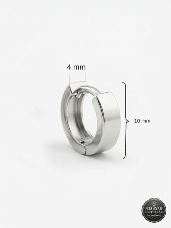 925 Ayar Gümüş Rodyum Kaplama Yuvarlak Unisex Huggie Halka Küpe - Çift (4x11mm)