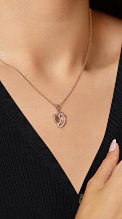 Zirkon Taşlı Rose Anne Bebek Ayak İzi Gümüş Kolye