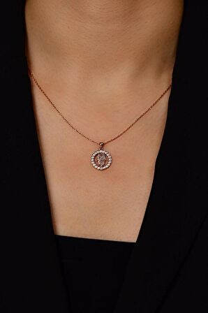 Zirkon Taşlı Rose Fatıma'nın Eli Gümüş Bereket Kolyesi
