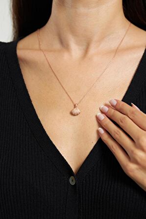 İnci Taneli Rose İstiridye Gümüş Kolye