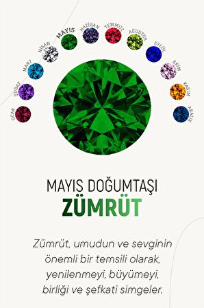 Mayıs Zümrüt Doğum Taşı Çiçek Motifli Telkari Gümüş Kolye