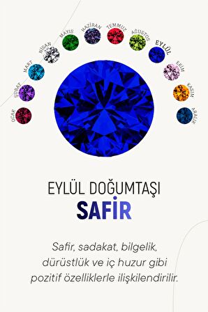 Eylül Safir Doğum Taşı Çiçek Motifli Telkari Gümüş Kolye